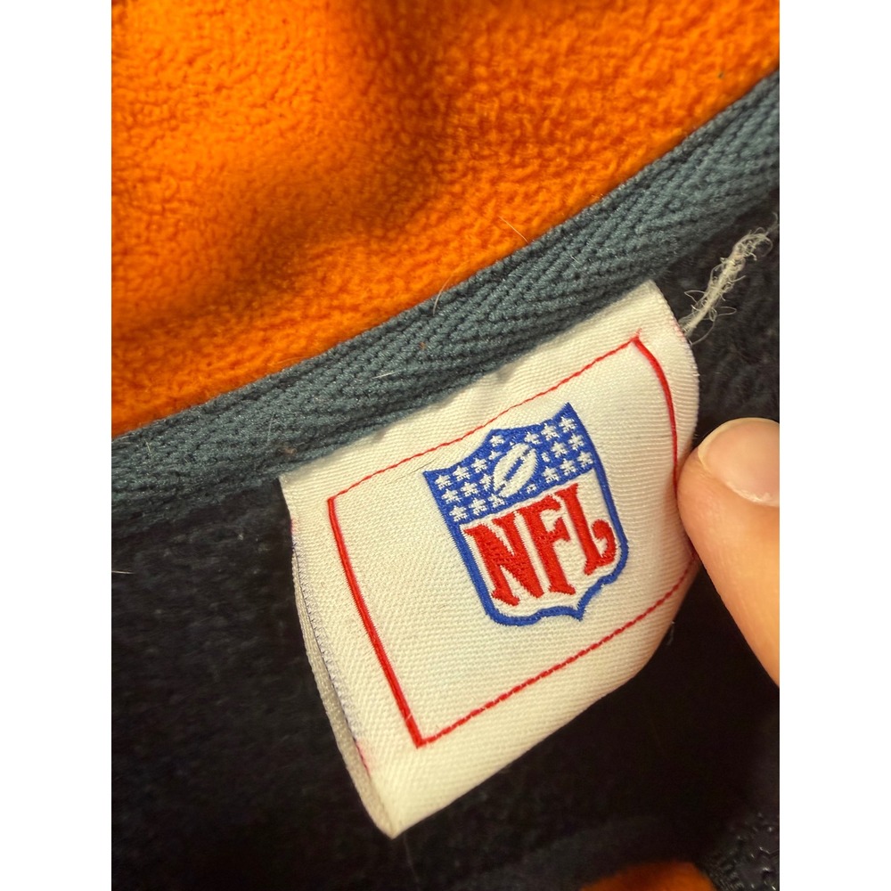 NFL Chicago Bears Quarter Zip Fleece Pullover Grey Orange Colorblock Mens 2XL - Picture 4 of 9